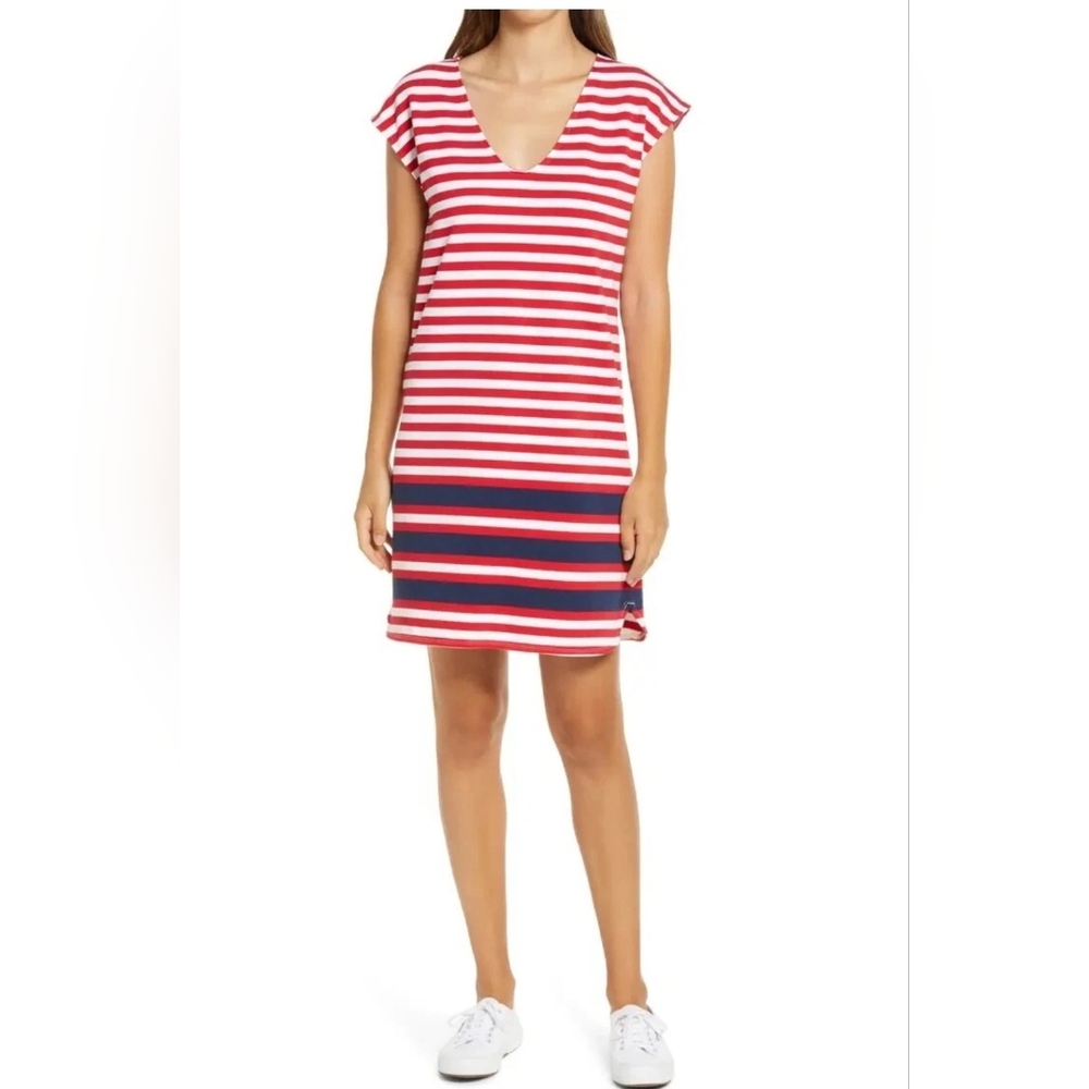 Vineyard Vines Americana Striped Dress Red White Sleeveless Womens Small